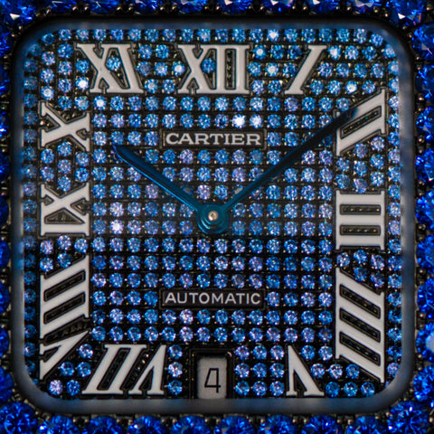 Cartier Santos de Cartier PVD Blueberry Bussdown Custom Stones