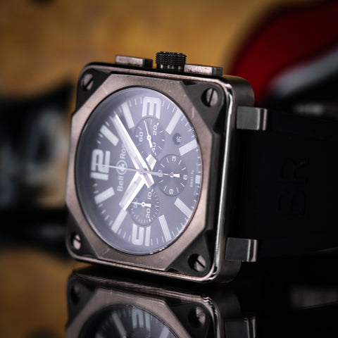 Bell & Ross BR 01 Chronograph 46MM Grey Dial Rubber Strap (BR0194-TI-PRO)