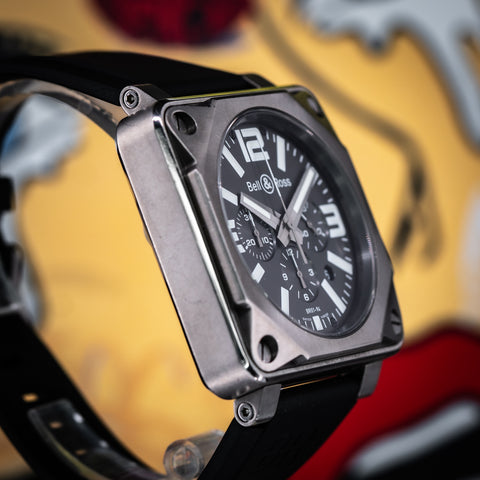 Bell & Ross BR 01 Chronograph 46MM Grey Dial Rubber Strap (BR0194-TI-PRO)