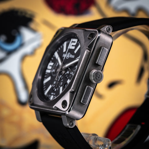 Bell & Ross BR 01 Chronograph 46MM Grey Dial Rubber Strap (BR0194-TI-PRO)