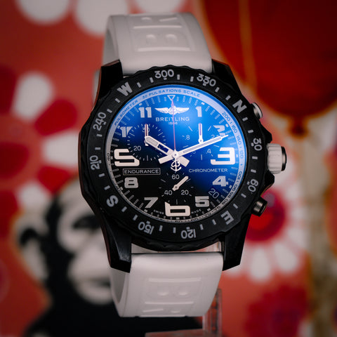 Breitling Endurance Pro 44MM Black Dial White Rubber Strap X82310