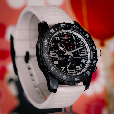 Breitling Endurance Pro 44MM Black Dial White Rubber Strap X82310
