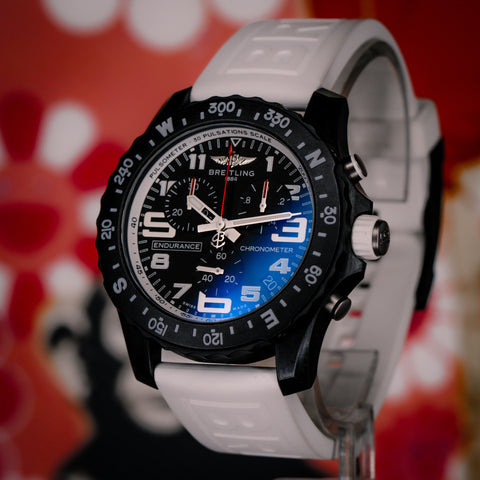 Breitling Endurance Pro 44MM Black Dial White Rubber Strap X82310