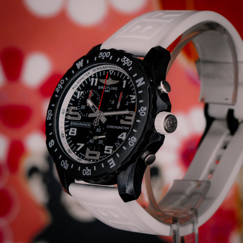 Breitling Endurance Pro 44MM Black Dial White Rubber Strap X82310