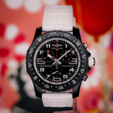 Breitling Endurance Pro 44MM Black Dial White Rubber Strap X82310