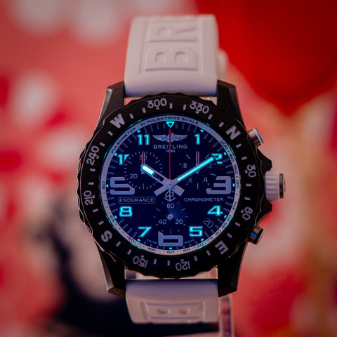 Breitling Endurance Pro 44MM Black Dial White Rubber Strap X82310