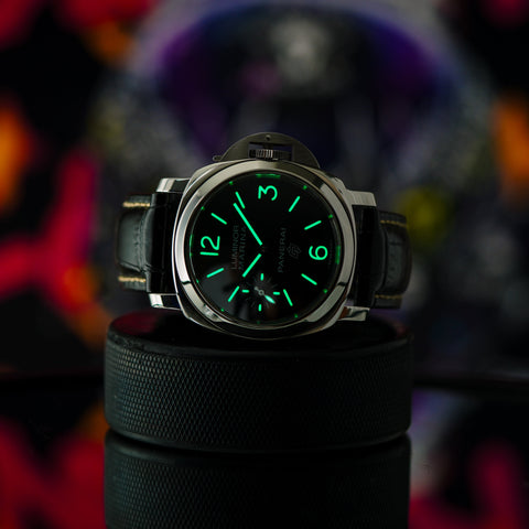 Panerai Luminor Marina Logo 44MM Black Dial Leather Strap (PAM00776)