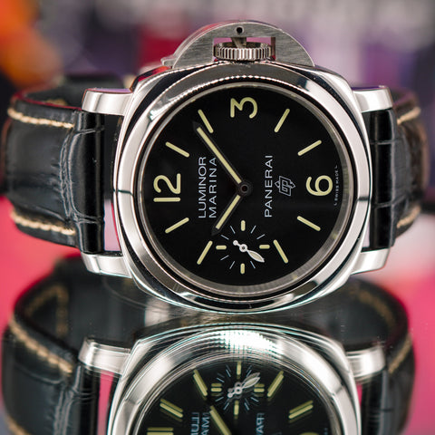 Panerai Luminor Marina Logo 44MM Black Dial Leather Strap (PAM00776)