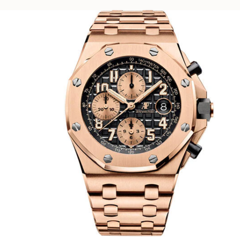 Audemars Piguet Royal Oak Offshore Selfwinding Chronograph Watch - 42mm - Pink Gold - Black Dial - Pink Gold Bracelet - 26470OR.OO.1000OR.03