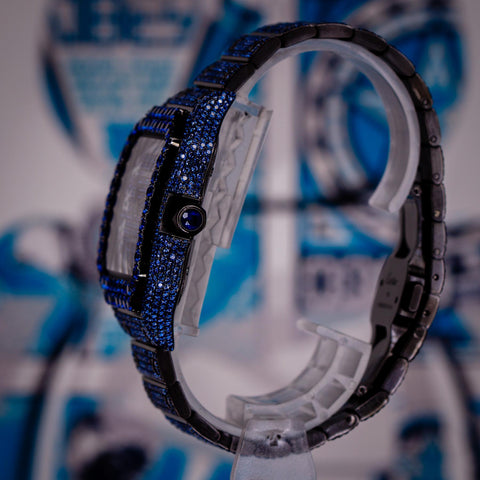Cartier Santos de Cartier PVD Blueberry Bussdown Custom Stones