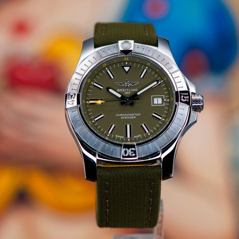 Breitling Avenger A17318101L1X1 green dial from the Pucks & Timepieces pre-owned inventory