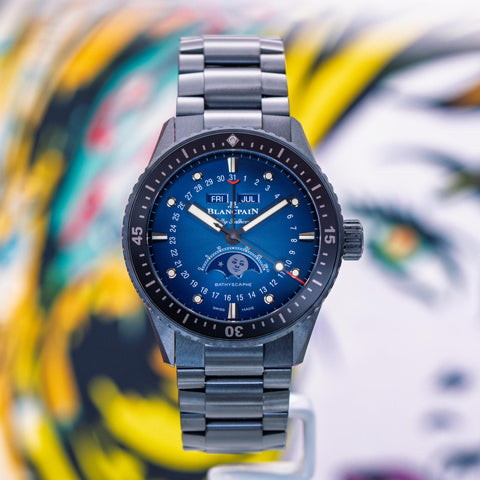 Blancpain Fifty Fathoms Bathyscaphe Quantième Complet Phases de Lune 5054-0140-01S (Full Ceramic Bracelet Upgrade)
