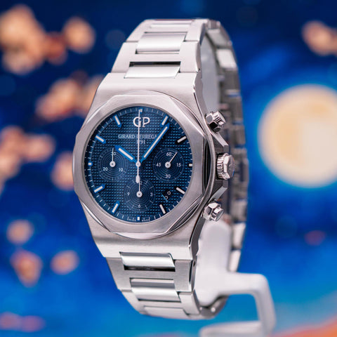 Girard-Perregaux Laureato Chronograph Blue Dial Steel Bracelet 81020-11-431-11A