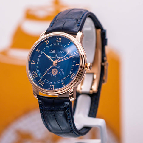 Blancpain Villeret Quantième Complet Blue Dial 6654-3640-55B