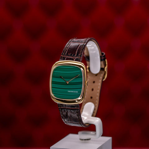 Dennison ALD Natural Malachite Stone In Gold ALD