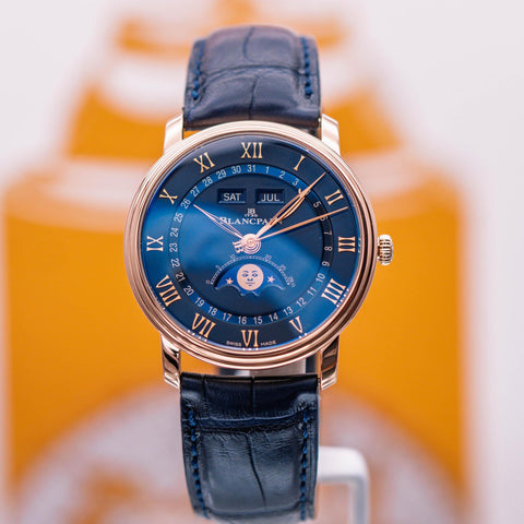 Blancpain Villeret Quantième Complet Blue Dial 6654-3640-55B