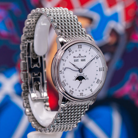 Blancpain Villeret Quantième Complet Steel White Dial Bracelet 6264 1127 MMB