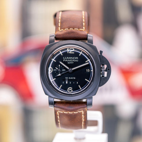 Panerai Luminor 1950 10 Days GMT 2012 Black Dial Leather Strap PAM00335