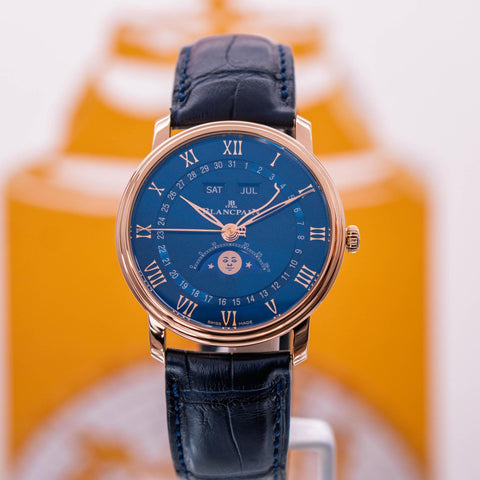 Blancpain Villeret Quantième Complet Blue Dial 6654-3640-55B