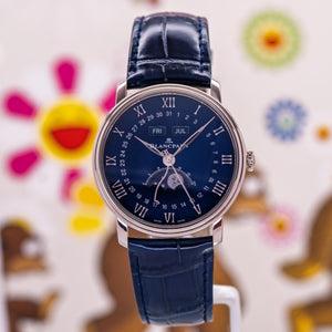 Blancpain Villeret Quantième Complet Blue Lacquered Dial White Gold 6654 1529 55B