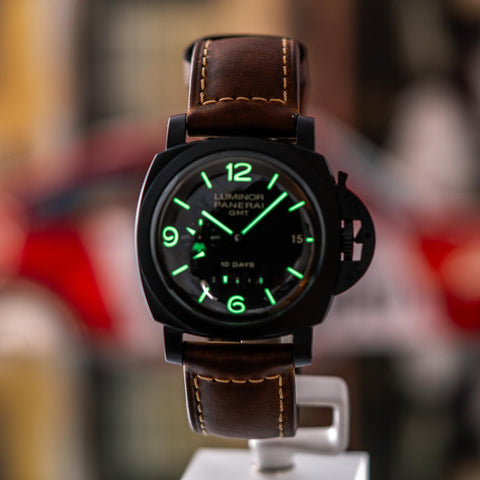 Panerai Luminor 1950 10 Days GMT 2012 Black Dial Leather Strap PAM00335