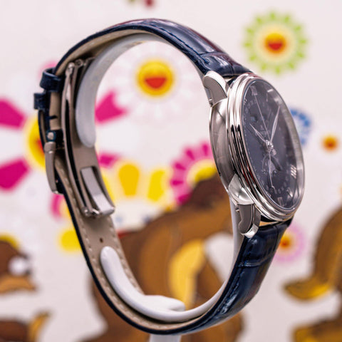 Blancpain Villeret Quantième Complet Blue Lacquered Dial White Gold 6654 1529 55B