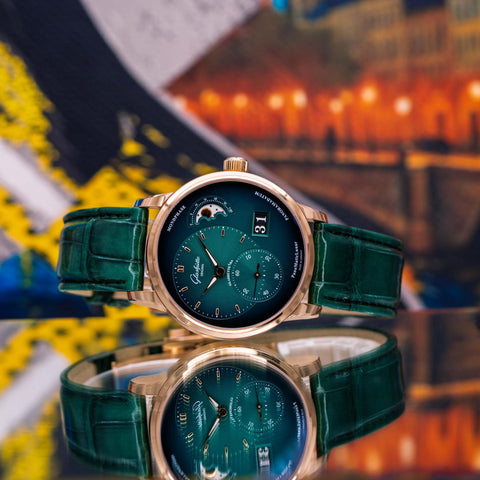 Glashütte Original PanoMaticLunar Green Dial Red Gold 1-90-02-23-35-61