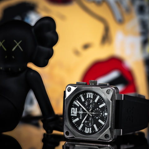 Bell & Ross BR 01 Chronograph 46MM Grey Dial Rubber Strap (BR0194-TI-PRO)