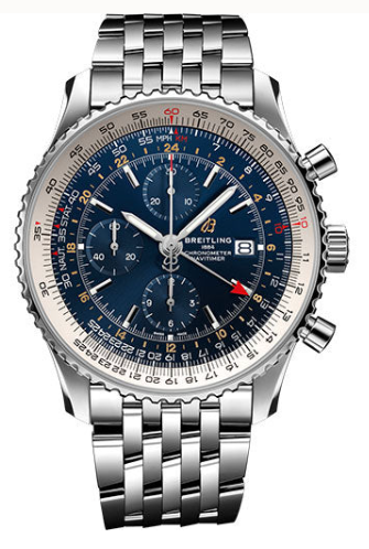 Breitling Navitimer Chronograph GMT 46 Watch - Steel - Blue Dial - Steel Bracelet - A24322121C2A1