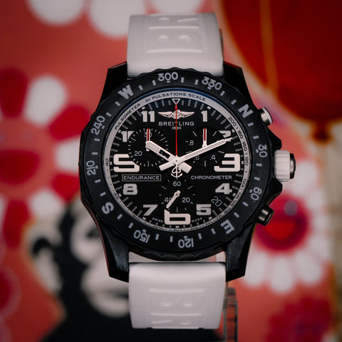 Breitling Endurance Pro 44MM  Black Dial White Rubber Strap X82310