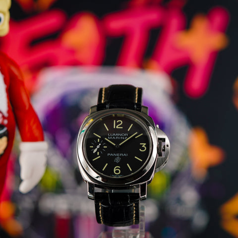 Panerai Luminor Marina Logo 44MM Black Dial Leather Strap (PAM00776)