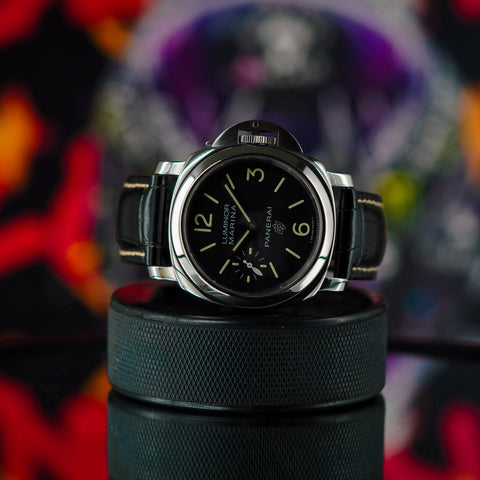 Panerai Luminor Marina Logo 44MM Black Dial Leather Strap (PAM00776)