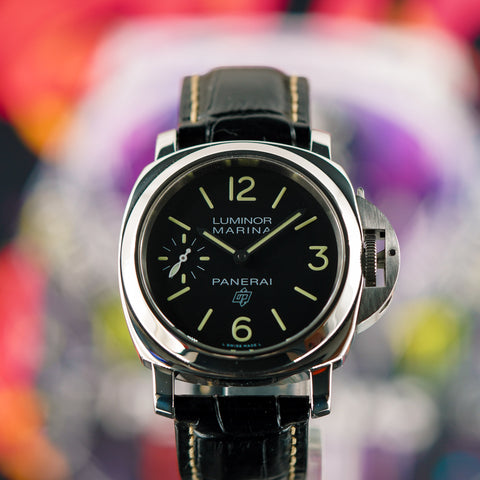 Panerai Luminor Marina Logo 44MM Black Dial Leather Strap (PAM00776)