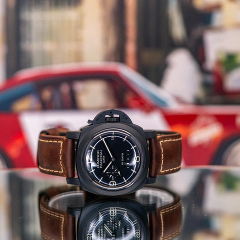 Panerai Luminor 1950 10 Days GMT 2012 Black Dial Leather Strap PAM00335