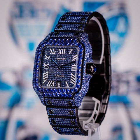Cartier Santos de Cartier PVD Blueberry Bussdown Custom Stones