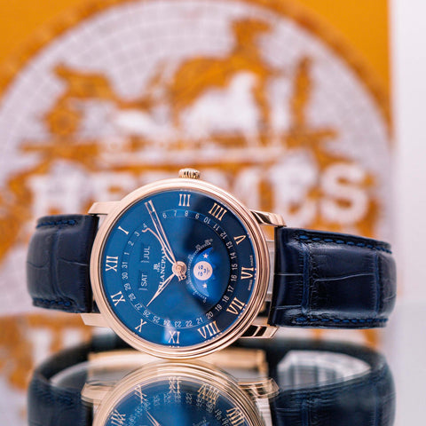 Blancpain Villeret Quantième Complet Blue Dial 6654-3640-55B