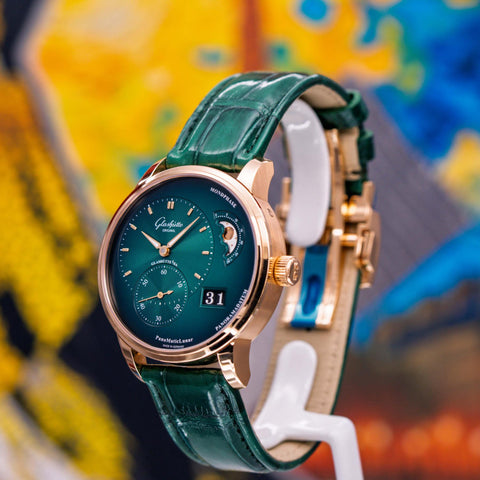 Glashütte Original PanoMaticLunar Green Dial Red Gold 1-90-02-23-35-61