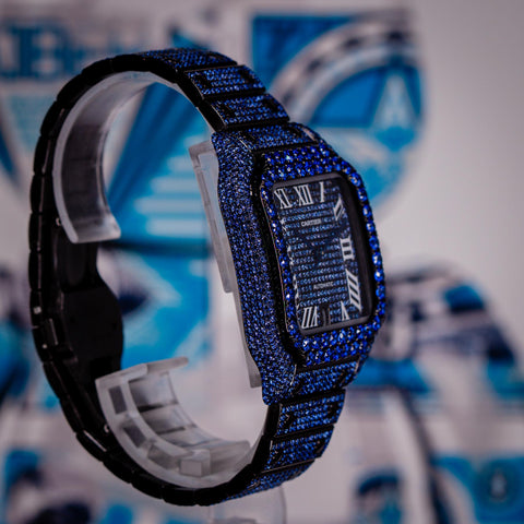 Cartier Santos de Cartier PVD Blueberry Bussdown Custom Stones