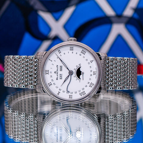 Blancpain Villeret Quantième Complet Steel White Dial Bracelet 6264 1127 MMB