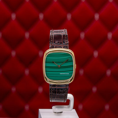 Dennison ALD Natural Malachite Stone In Gold ALD