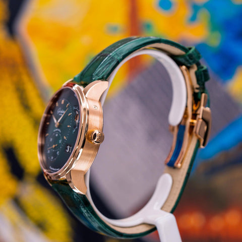 Glashütte Original PanoMaticLunar Green Dial Red Gold 1-90-02-23-35-61