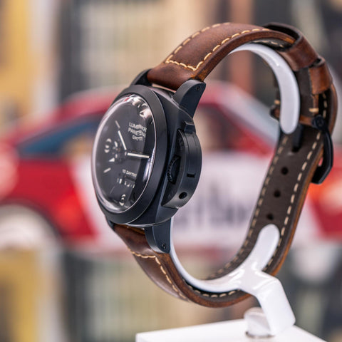 Panerai Luminor 1950 10 Days GMT 2012 Black Dial Leather Strap PAM00335